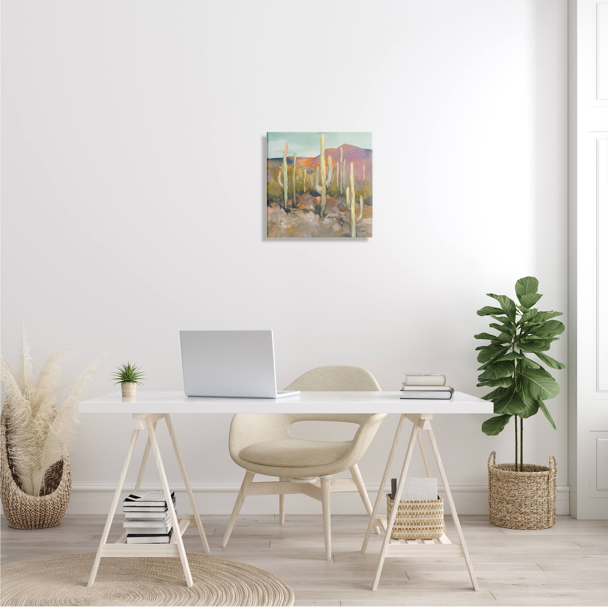 Stupell Industries Cactus Plant Desert Landscape Soft Southwestern Plant Painting Canvas Wall Art
